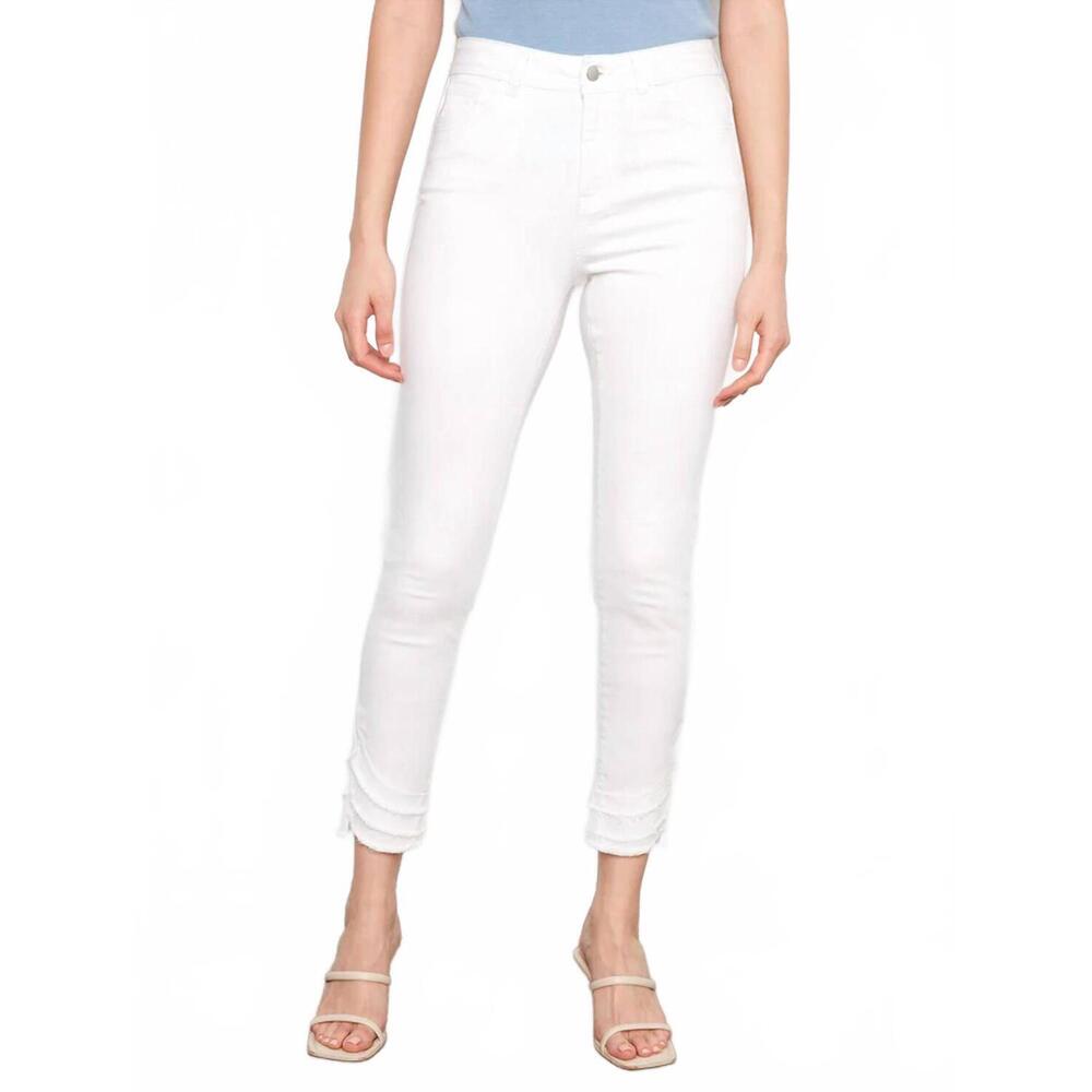 NEW CHARLIE B frayed hem twill jean in white